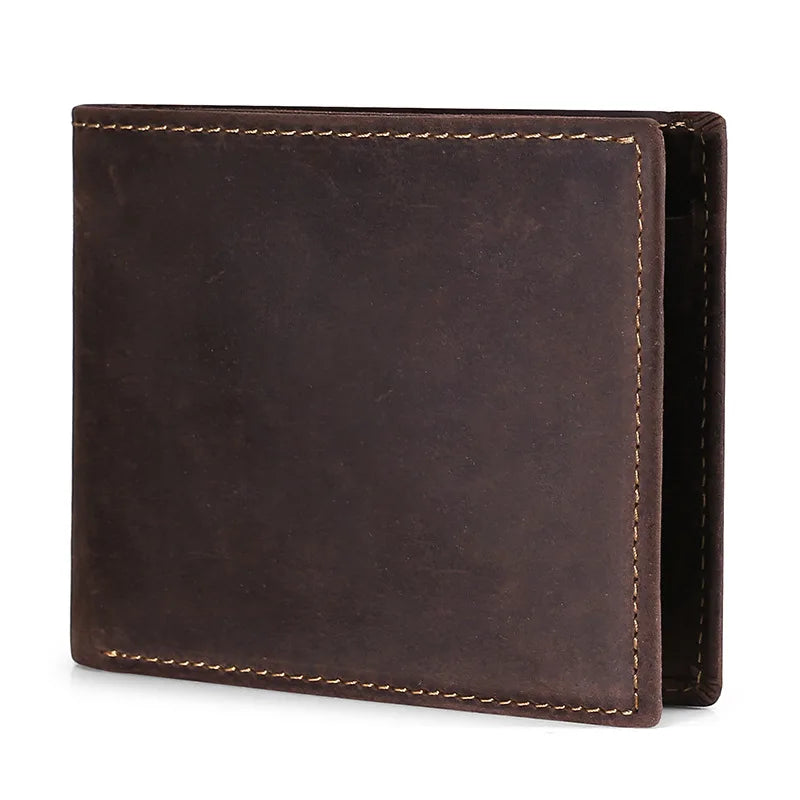 Portefeuille homme cuir véritable crazy horse bifold avec RFID et porte-monnaie compact — photo 7