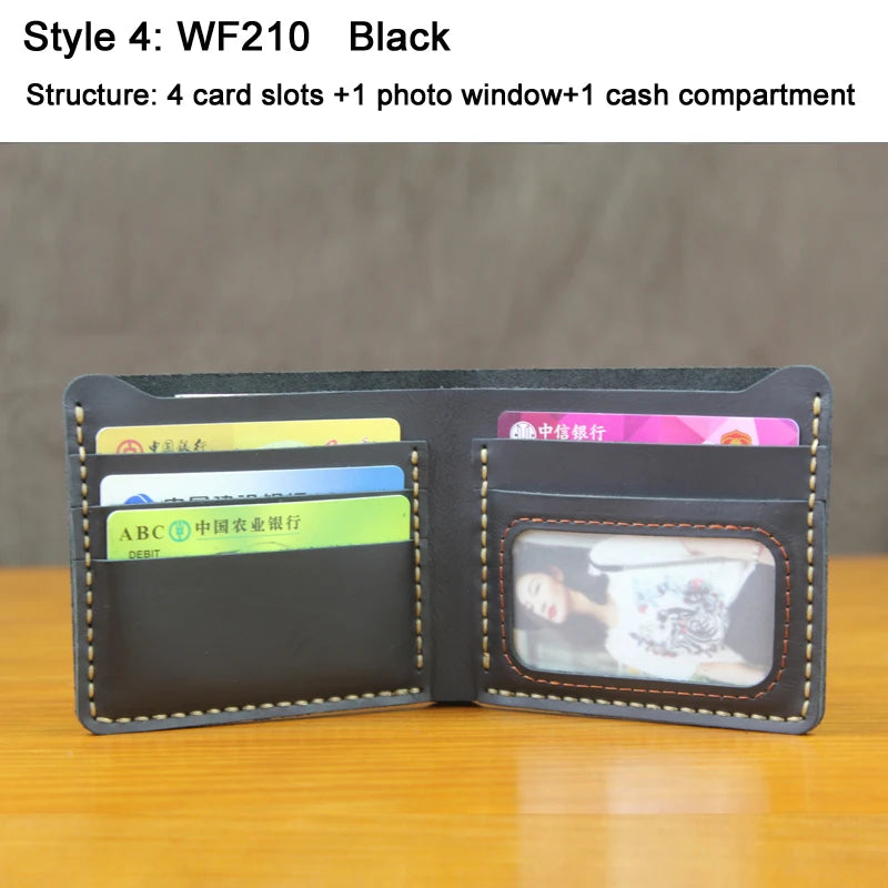 Portefeuille homme cuir véritable crazy horse bifold compact avec porte-monnaie — photo 12
