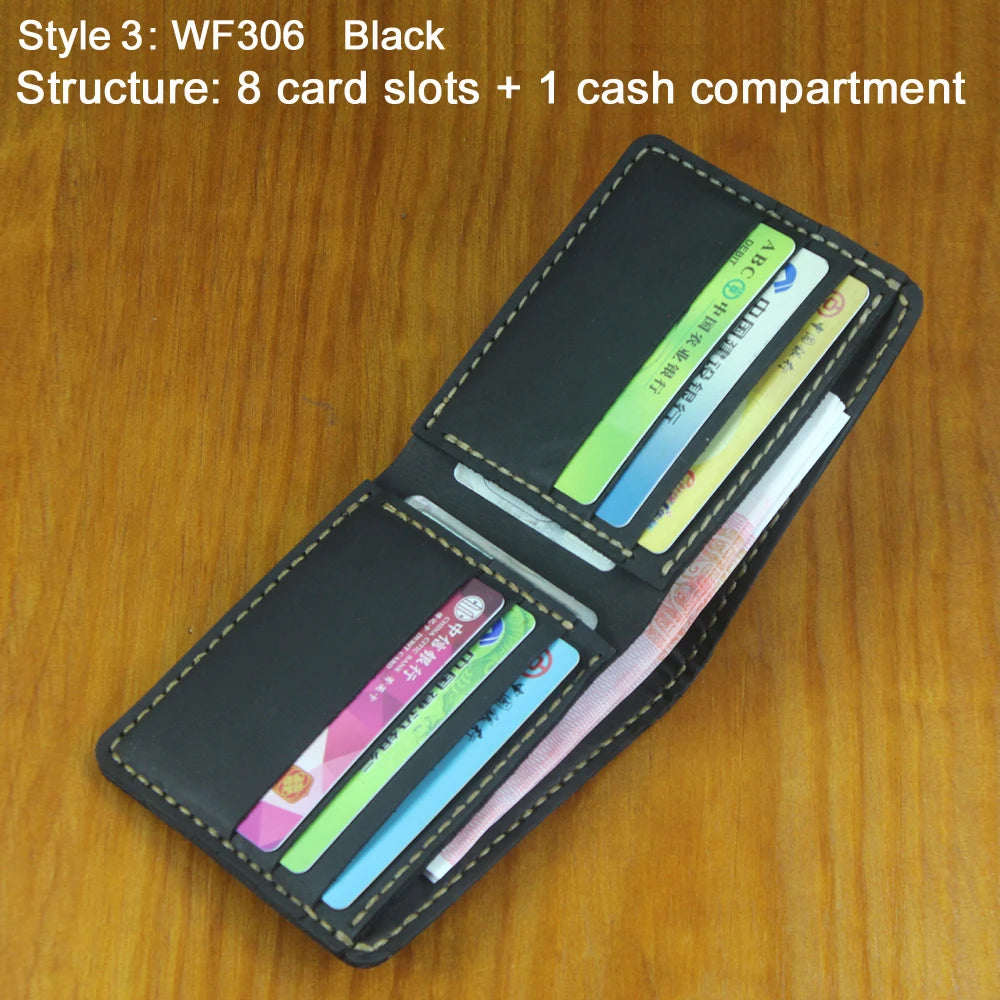 Portefeuille homme cuir véritable crazy horse bifold compact avec porte-monnaie — photo 17