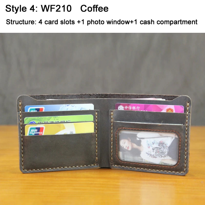 Portefeuille homme cuir véritable crazy horse bifold compact avec porte-monnaie — photo 18