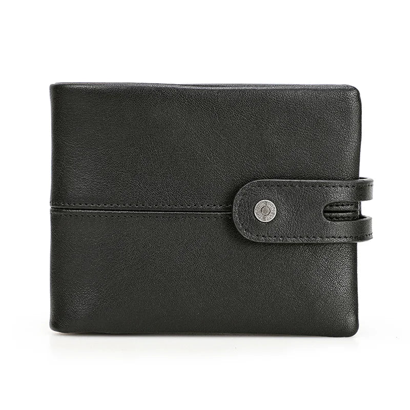 Portefeuille homme cuir véritable crazy horse RFID avec zip et bouton pression — photo 8