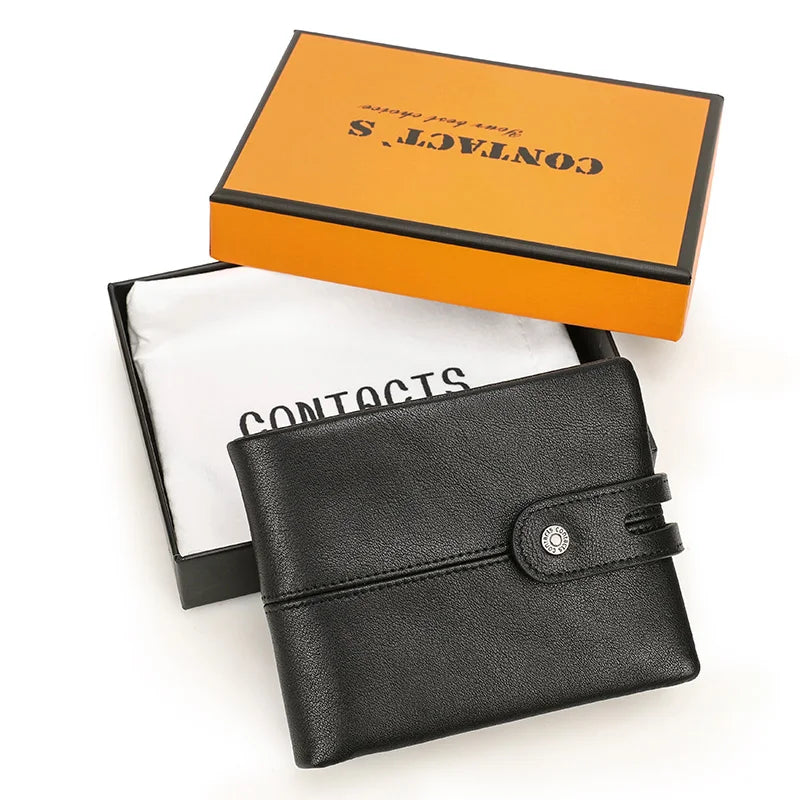 Portefeuille homme cuir véritable crazy horse RFID avec zip et bouton pression — photo 9