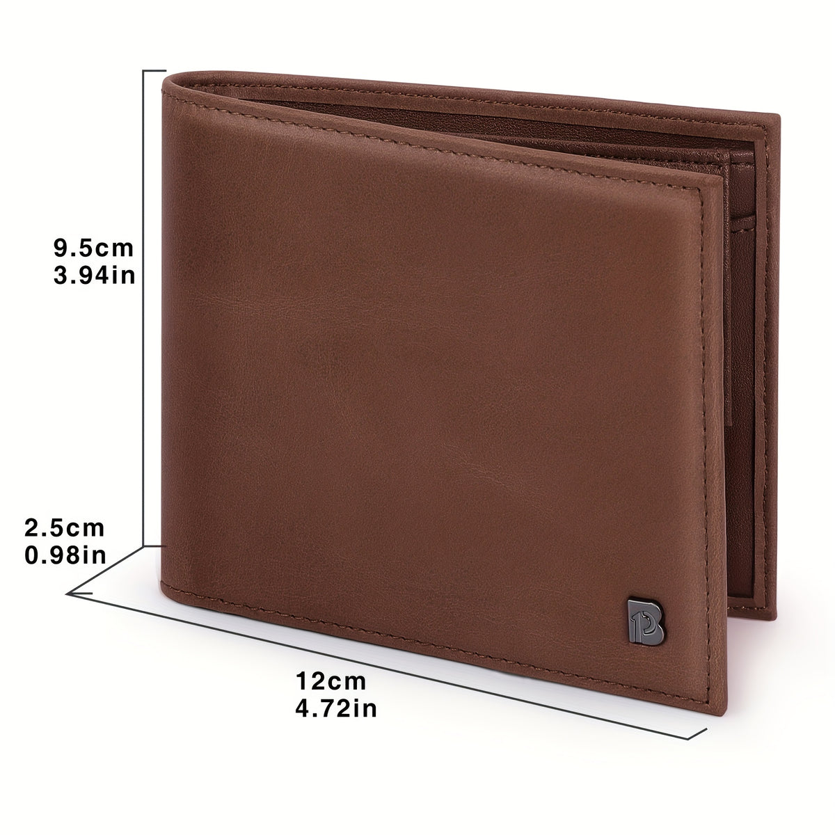 Portefeuille homme deux volets en cuir, monnaie à pression