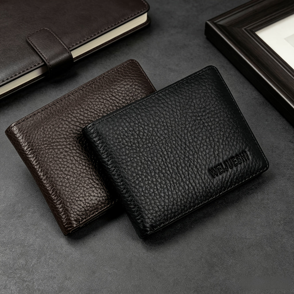 Portefeuille homme cuir grainé noir de 1,7 cm d'épaisseur