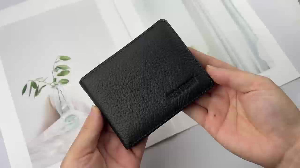 Portefeuille homme cuir grainé noir de 1,7 cm d'épaisseur