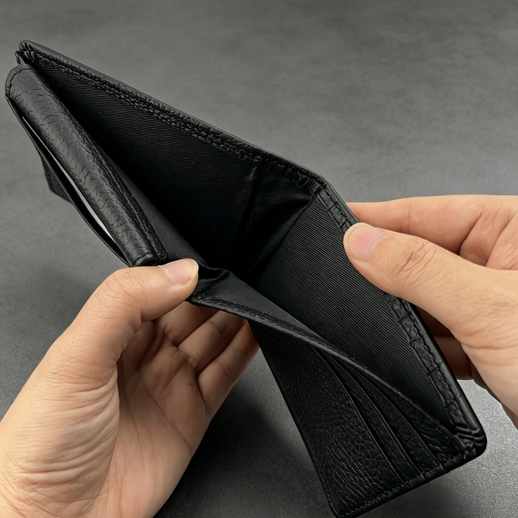 Portefeuille homme cuir grainé noir de 1,7 cm d'épaisseur