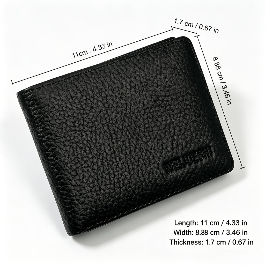 Portefeuille homme cuir grainé noir de 1,7 cm d'épaisseur