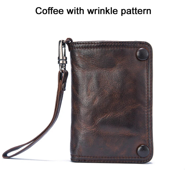 Portefeuille homme cuir véritable long zippé vintage grande capacité avec dragonne — photo 11