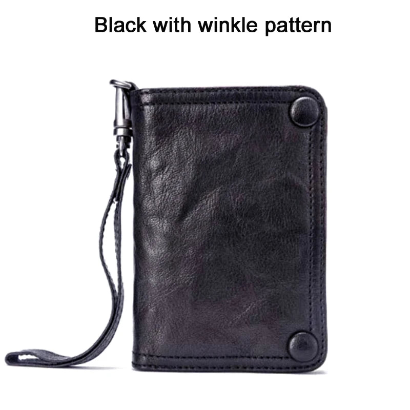 Portefeuille homme cuir véritable long zippé vintage grande capacité avec dragonne — photo 13