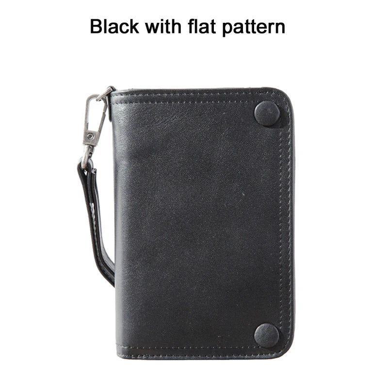 Portefeuille homme cuir véritable long zippé vintage grande capacité avec dragonne — photo 7