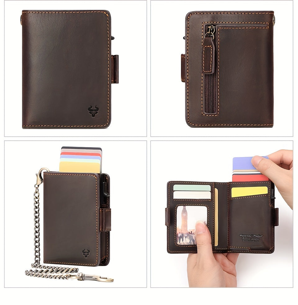 Portefeuille homme cuir pleine fleur, boîtier cartes éjectable