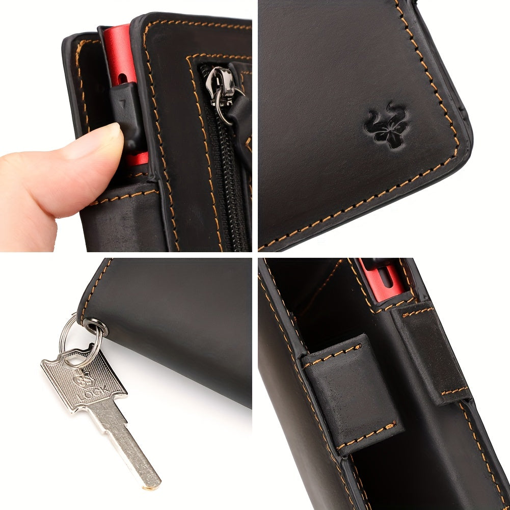 Portefeuille homme cuir pleine fleur, boîtier cartes éjectable