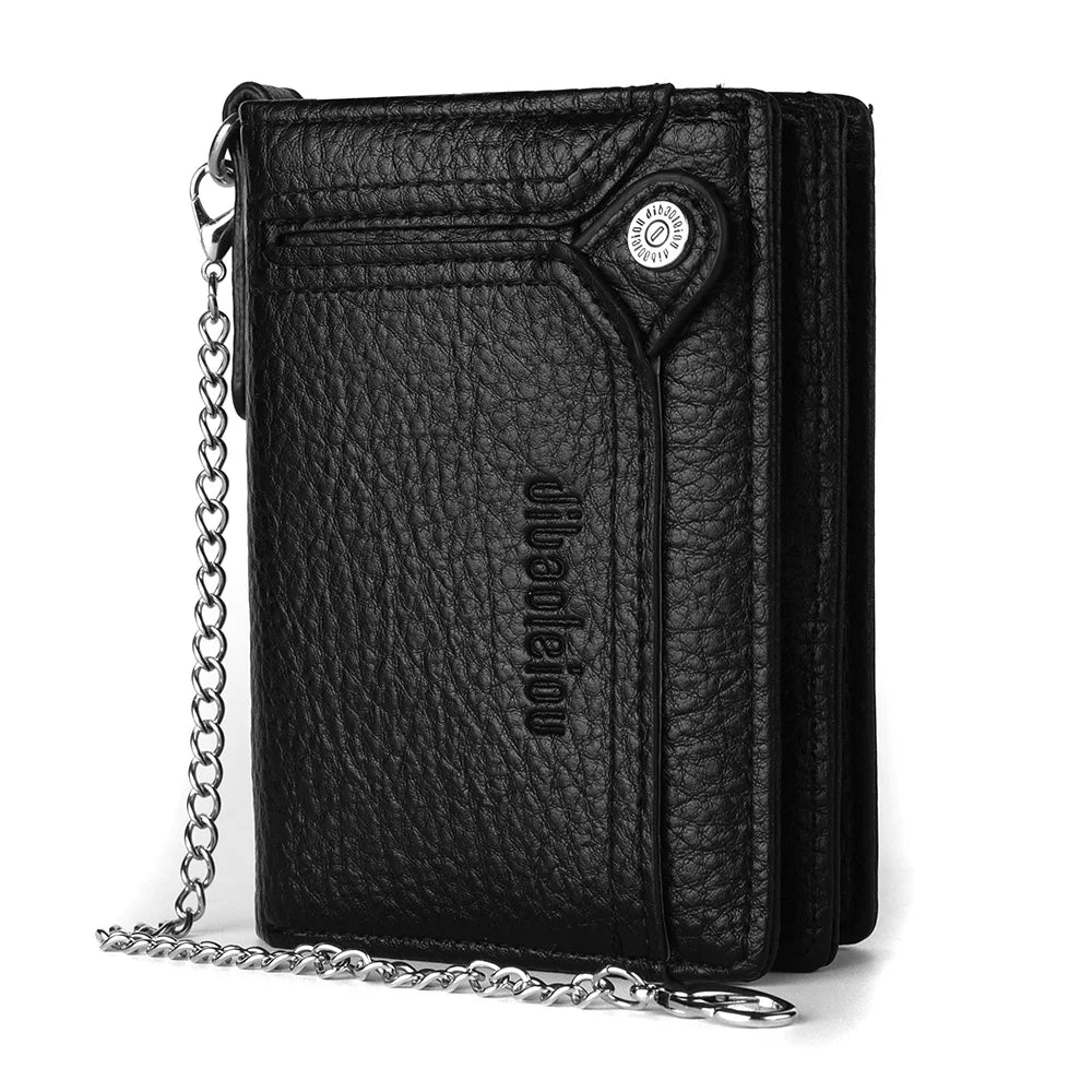 Portefeuille homme en cuir PU avec chaîne zippé grande capacité multifonction — photo 2