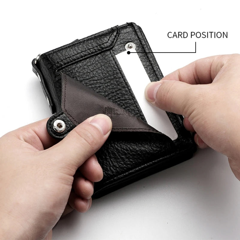 Portefeuille homme en cuir PU avec chaîne zippé grande capacité multifonction — photo 3