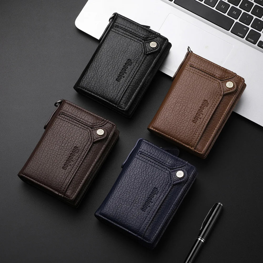 Portefeuille homme en cuir PU avec chaîne zippé grande capacité multifonction — photo 4