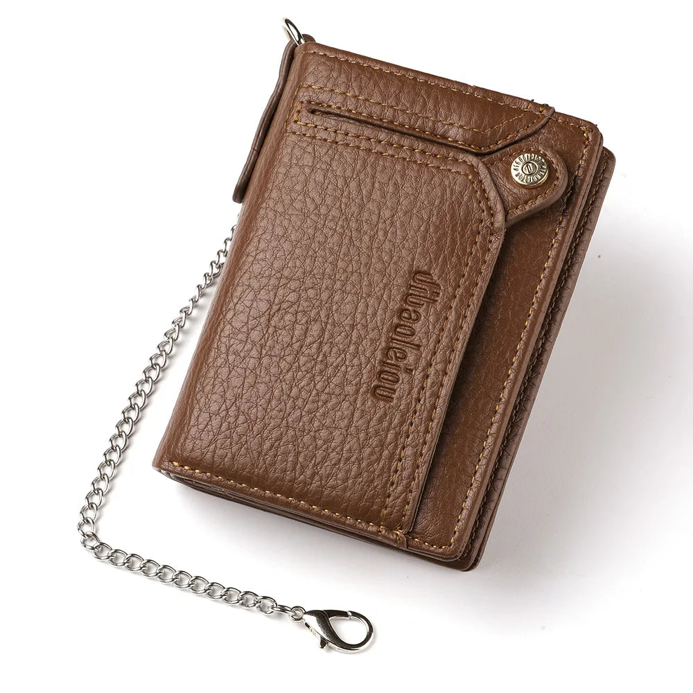 Portefeuille homme en cuir PU avec chaîne zippé grande capacité multifonction — photo 6