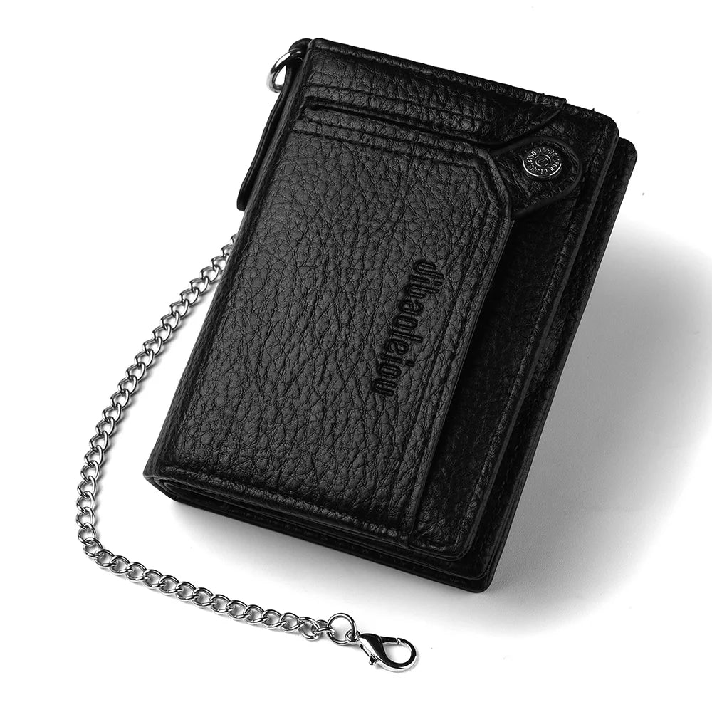 Portefeuille homme en cuir PU avec chaîne zippé grande capacité multifonction — photo 7