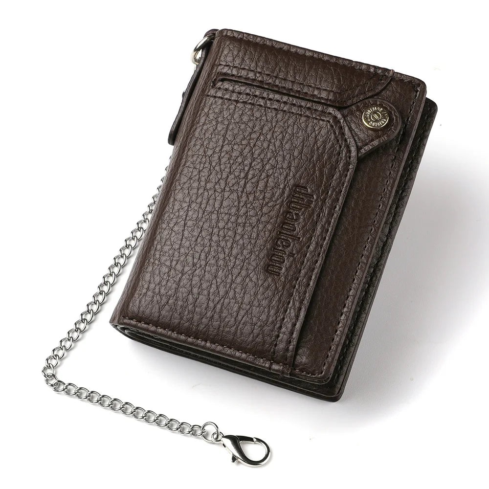 Portefeuille homme en cuir PU avec chaîne zippé grande capacité multifonction — photo 8