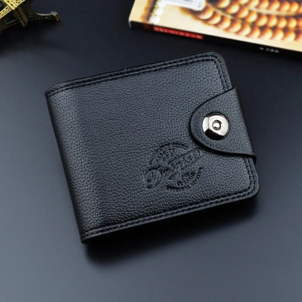 Portefeuille homme compact en cuir PU grainé avec bouton pression et grande capacité — photo 6