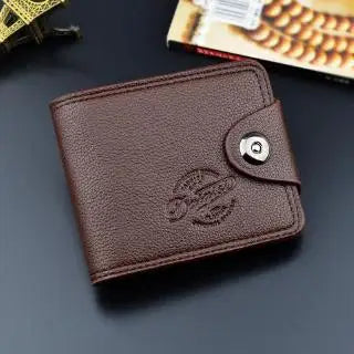 Portefeuille homme compact en cuir PU grainé avec bouton pression et grande capacité — photo 7