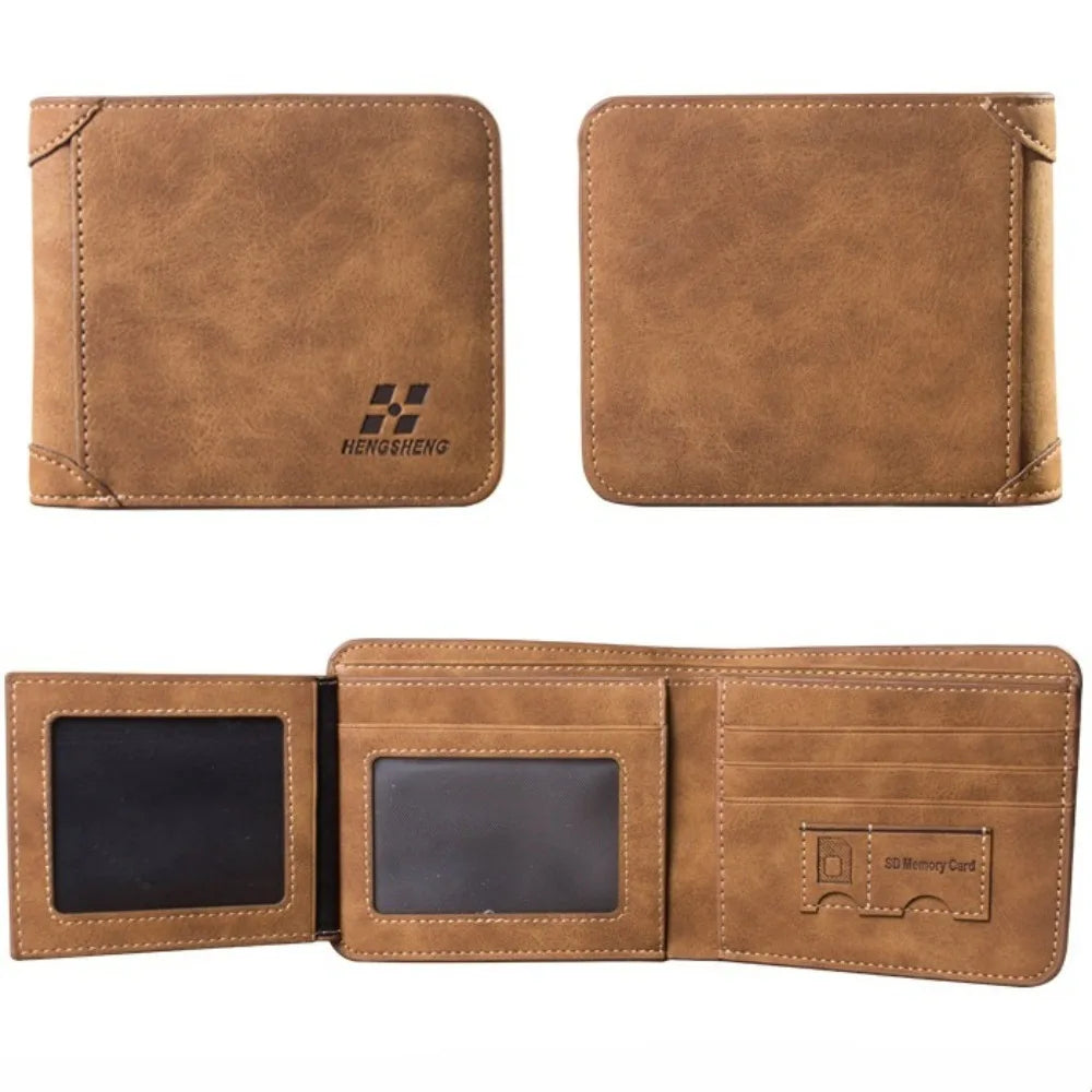 Portefeuille homme en cuir PU compact pliable avec porte-cartes et compartiment billets — photo 4