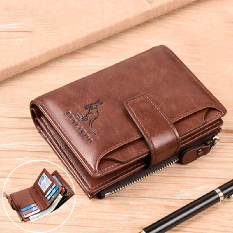 Portefeuille homme en cuir PU RFID à rabat avec zip grande capacité élégant — photo 4