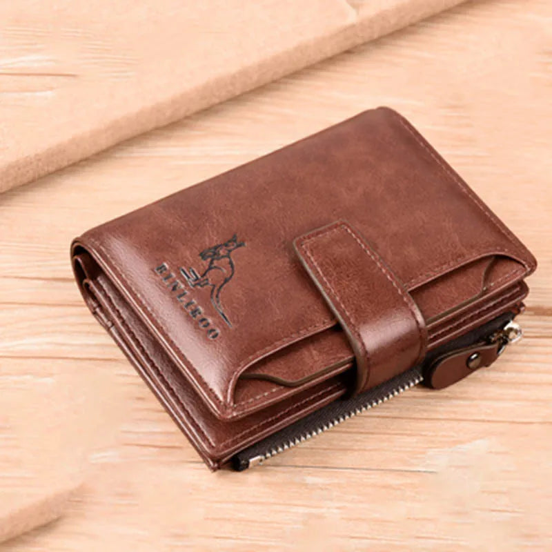 Portefeuille homme en cuir PU RFID à rabat avec zip grande capacité élégant — photo 6