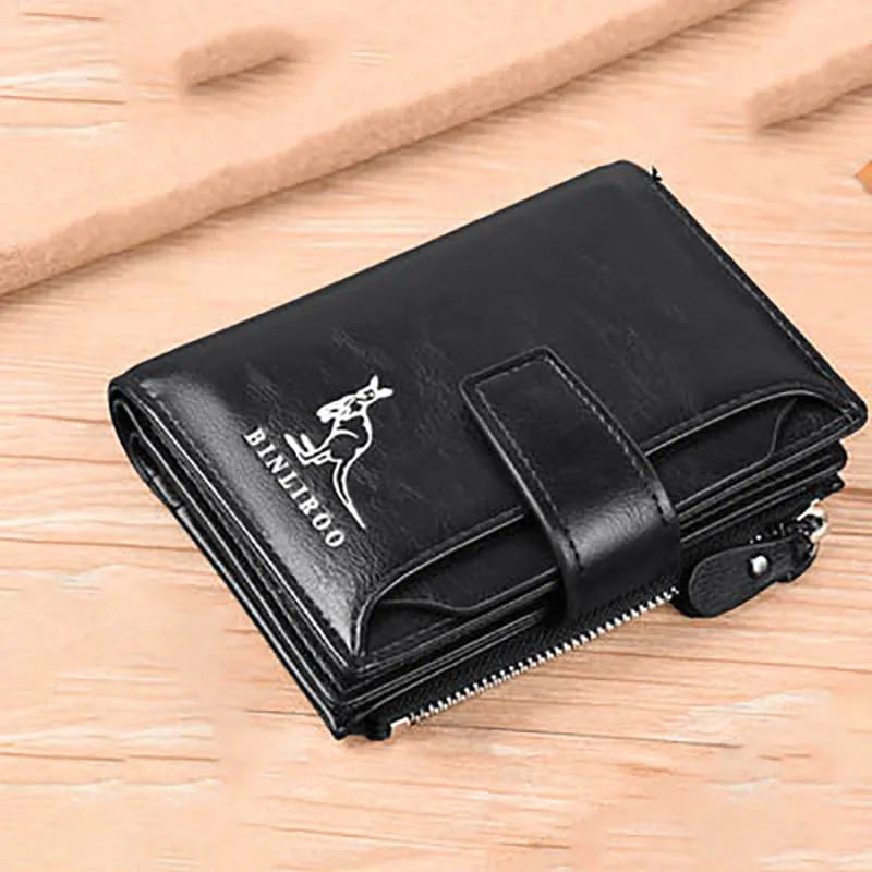 Portefeuille homme en cuir PU RFID à rabat avec zip grande capacité élégant — photo 7