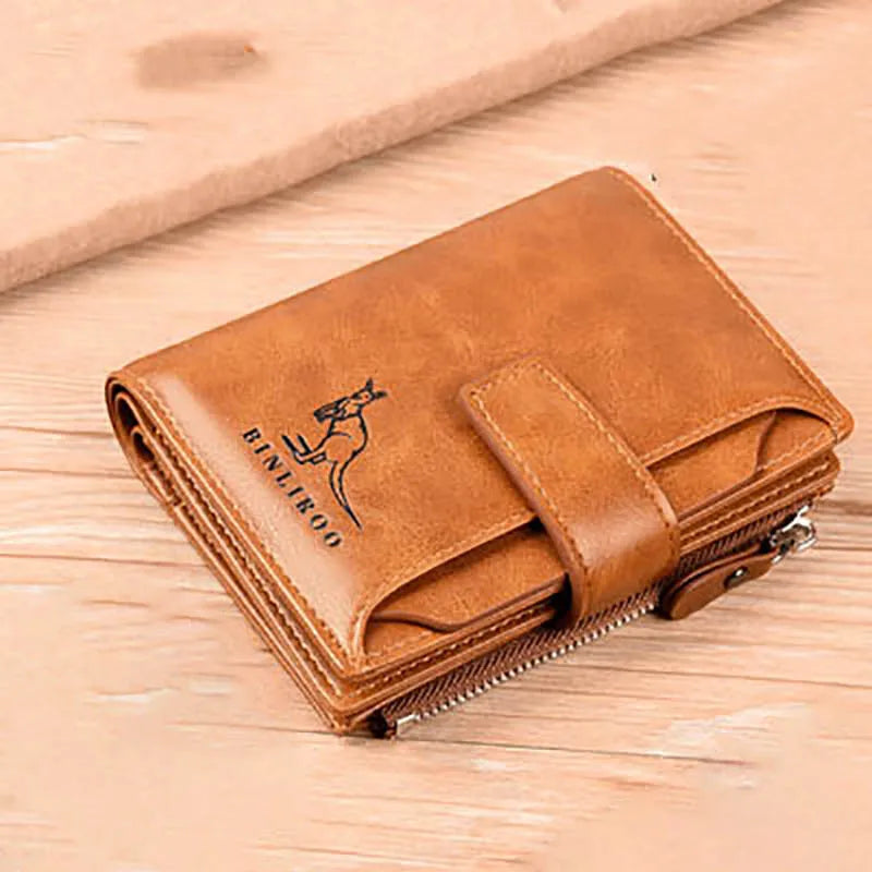 Portefeuille homme en cuir PU RFID à rabat avec zip grande capacité élégant — photo 8