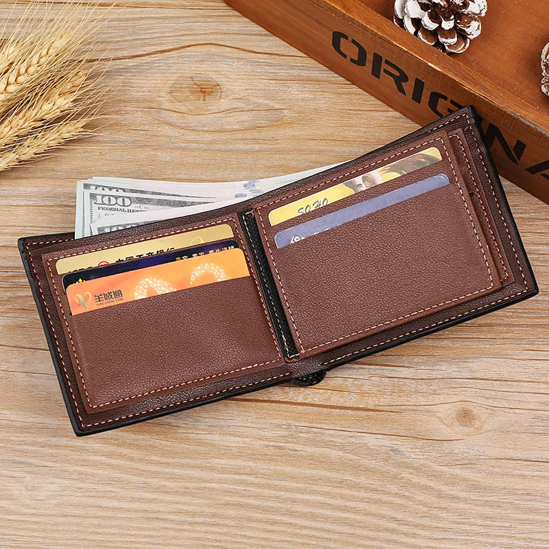 Portefeuille homme vintage en cuir PU souple et porte-cartes compact — photo 2