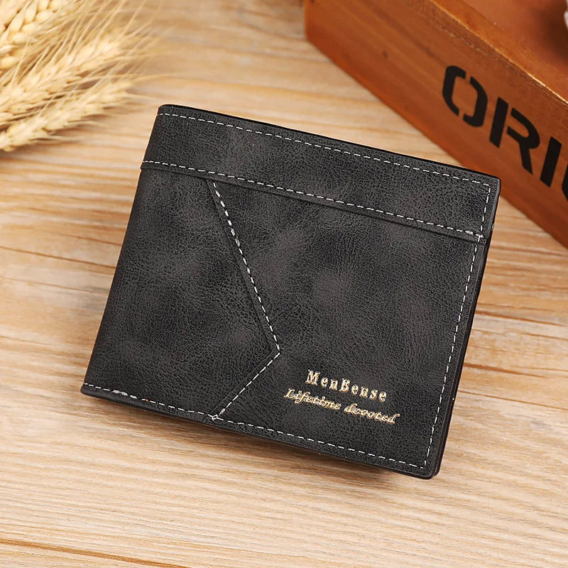 Portefeuille homme vintage en cuir PU souple et porte-cartes compact — photo 7 Image