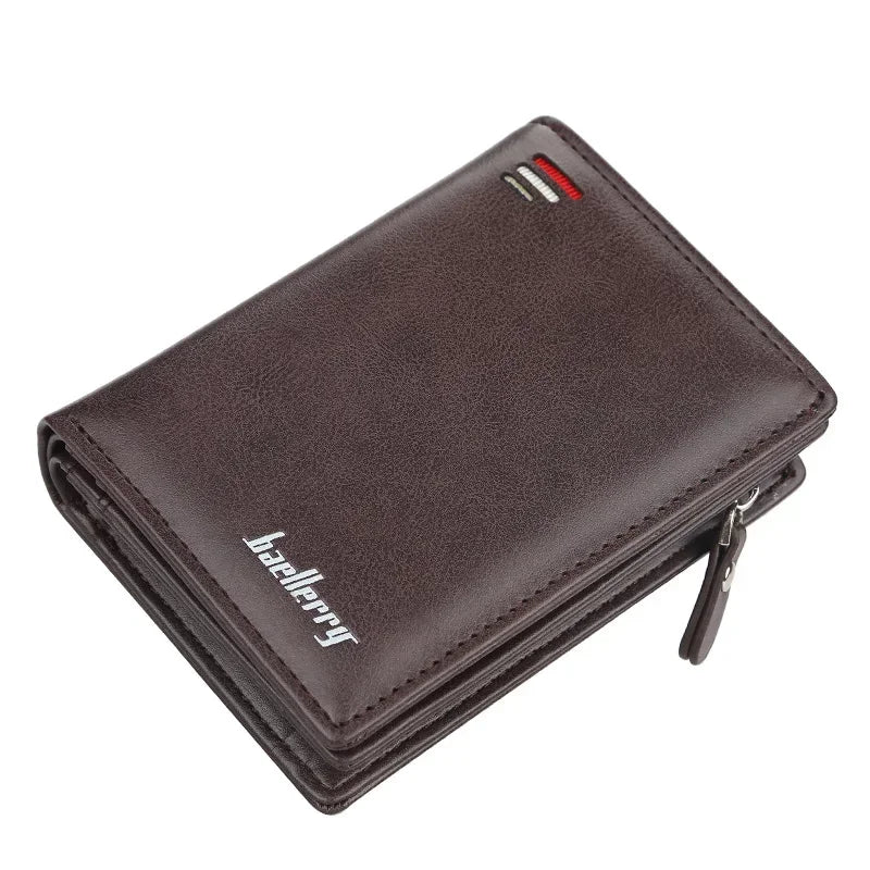 Portefeuille homme en cuir PU vintage avec compartiment zippé et porte-cartes - Style élégant — photo 8 Image
