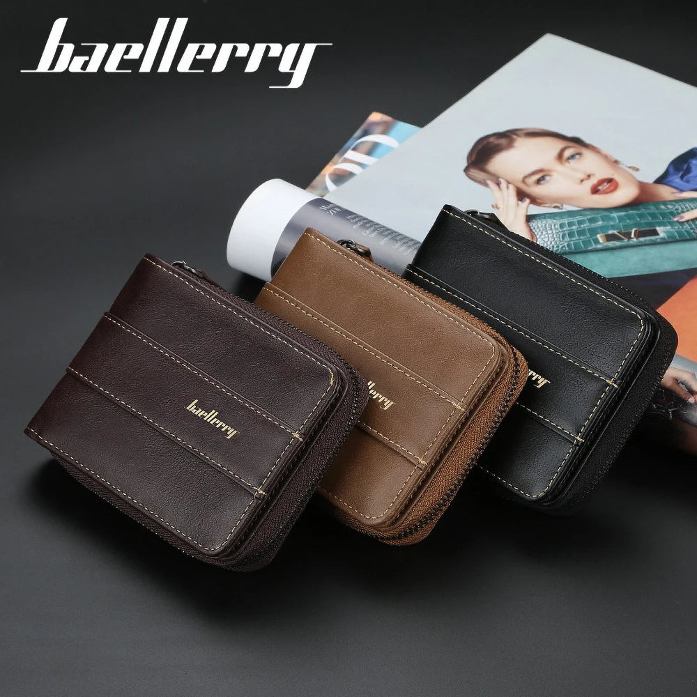 Portefeuille homme en cuir PU zippé multifonction avec compartiments cartes et monnaie — photo 1