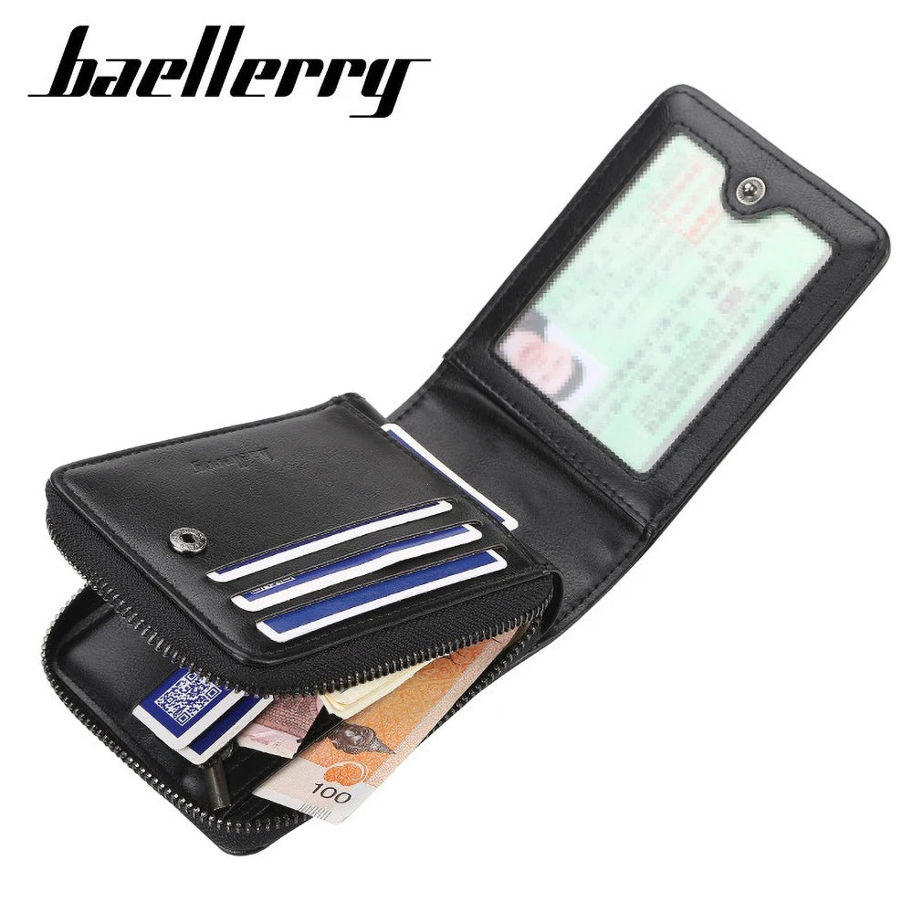 Portefeuille homme en cuir PU zippé multifonction avec compartiments cartes et monnaie — photo 3
