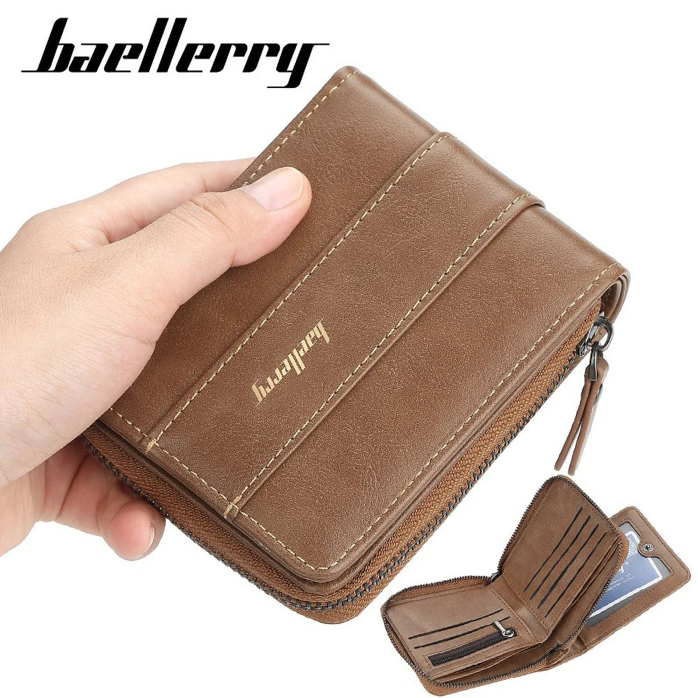 Portefeuille homme en cuir PU zippé multifonction avec compartiments cartes et monnaie — photo 5