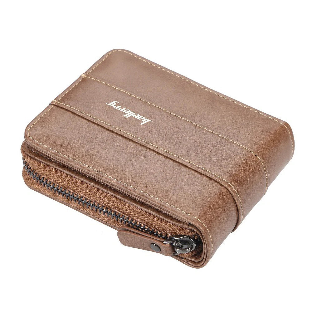 Portefeuille homme en cuir PU zippé multifonction avec compartiments cartes et monnaie — photo 9