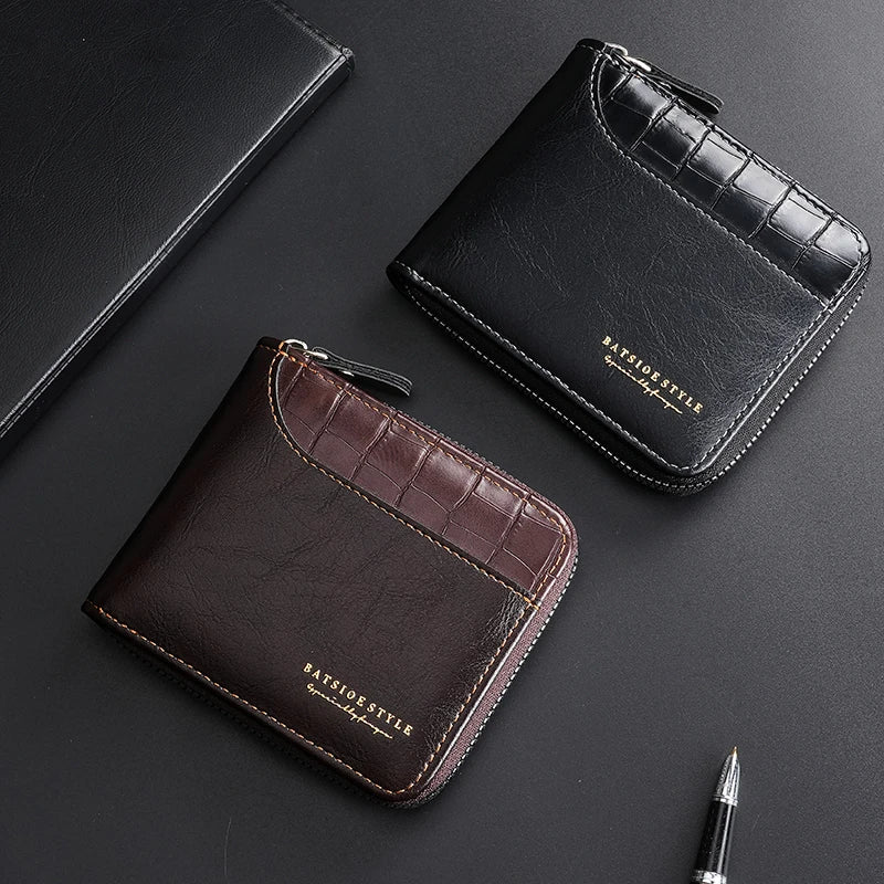 Portefeuille homme compact en cuir PU avec zip RFID et porte-cartes multifonction — photo 6