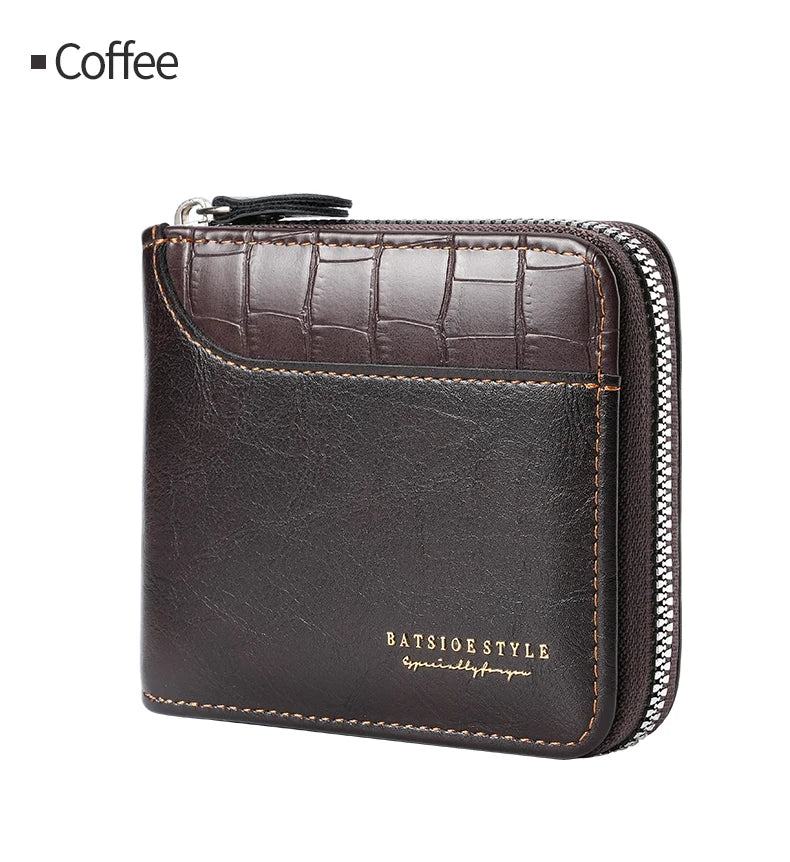 Portefeuille homme compact en cuir PU avec zip RFID et porte-cartes multifonction — photo 7
