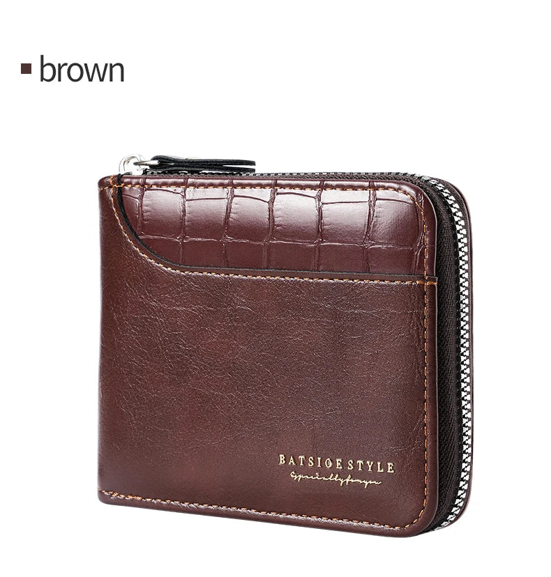 Portefeuille homme compact en cuir PU avec zip RFID et porte-cartes multifonction — photo 8