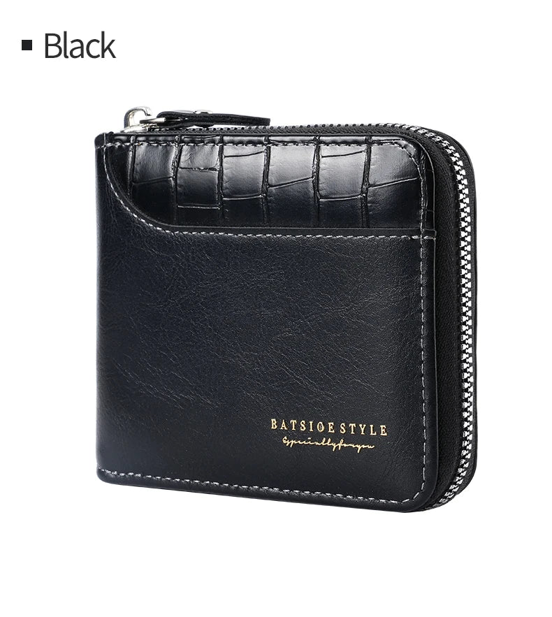Portefeuille homme compact en cuir PU avec zip RFID et porte-cartes multifonction — photo 9