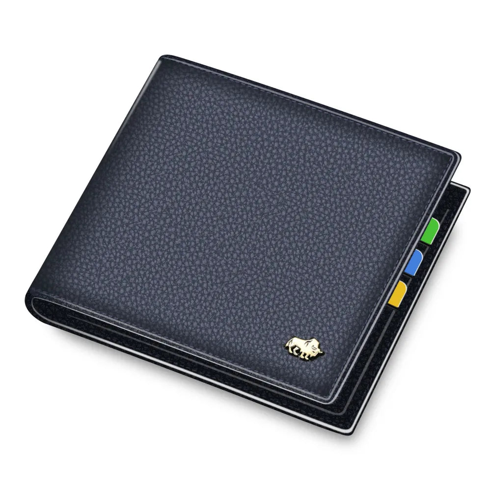 Portefeuille homme en cuir véritable bifold avec RFID et compartiment monnaie zippé — photo 10