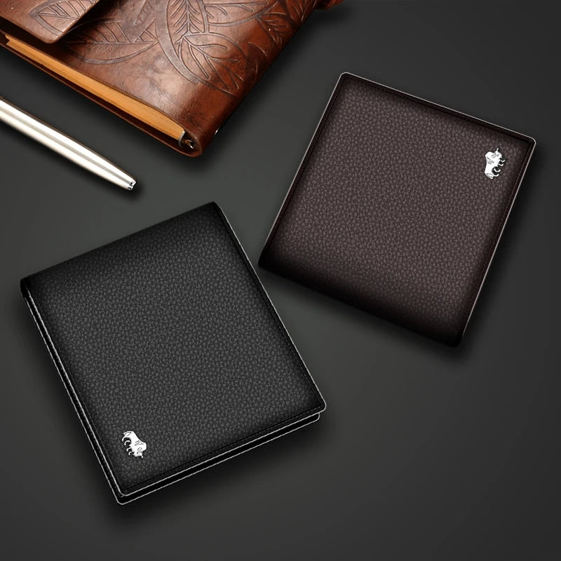Portefeuille homme en cuir véritable bifold avec RFID et compartiment monnaie zippé — photo 4