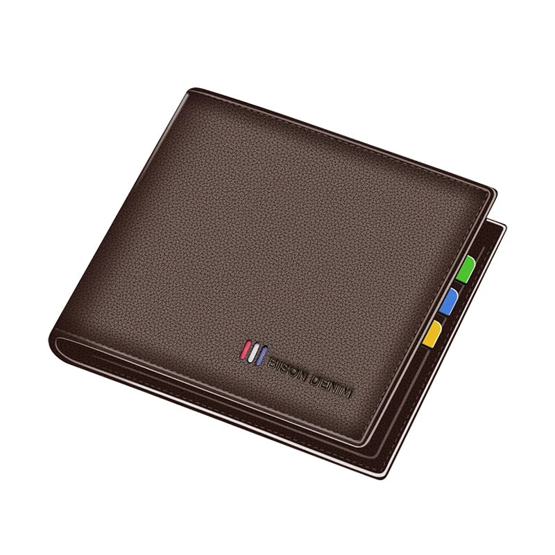 Portefeuille homme en cuir véritable bifold avec RFID et compartiment monnaie zippé — photo 7