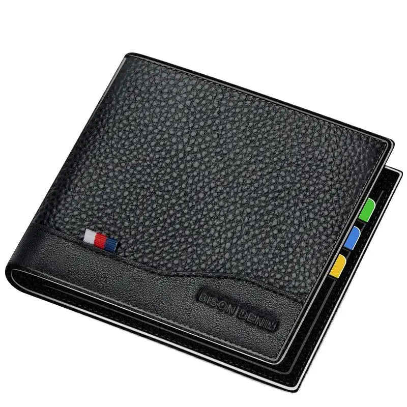 Portefeuille homme en cuir véritable bifold avec RFID et compartiment monnaie zippé — photo 8