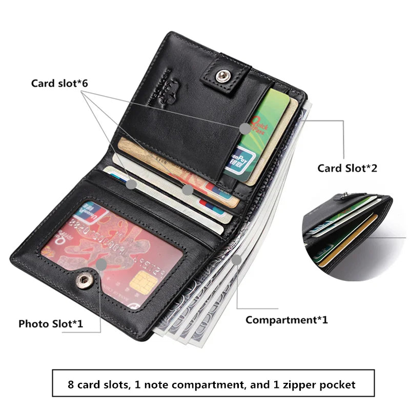 Portefeuille homme en cuir véritable grainé avec protection RFID — photo 4