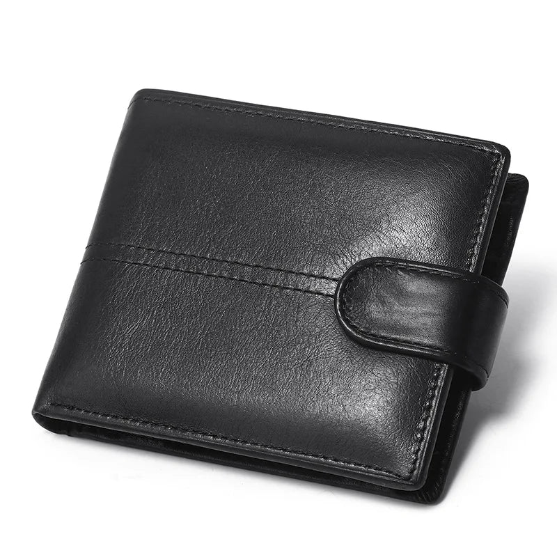 Portefeuille homme en cuir véritable compact avec rabat et protection RFID sécurisée — photo 2