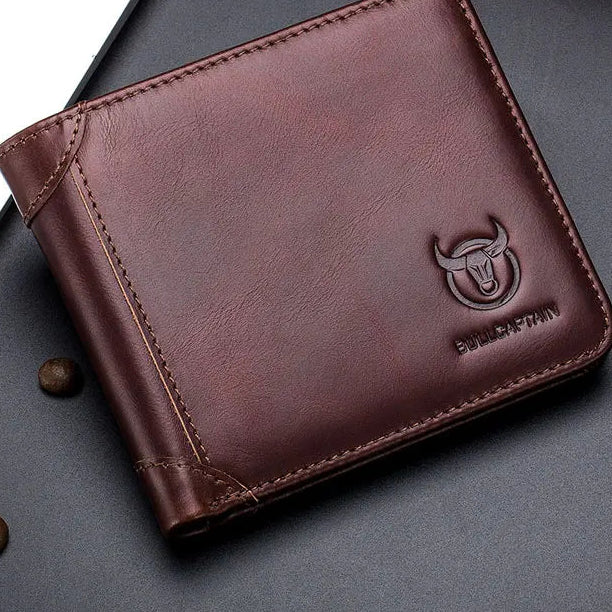 Portefeuille homme cuir véritable compact bifold RFID avec porte-cartes et photo — photo 2
