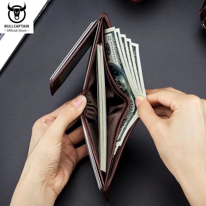 Portefeuille homme cuir véritable compact bifold RFID avec porte-cartes et photo — photo 5