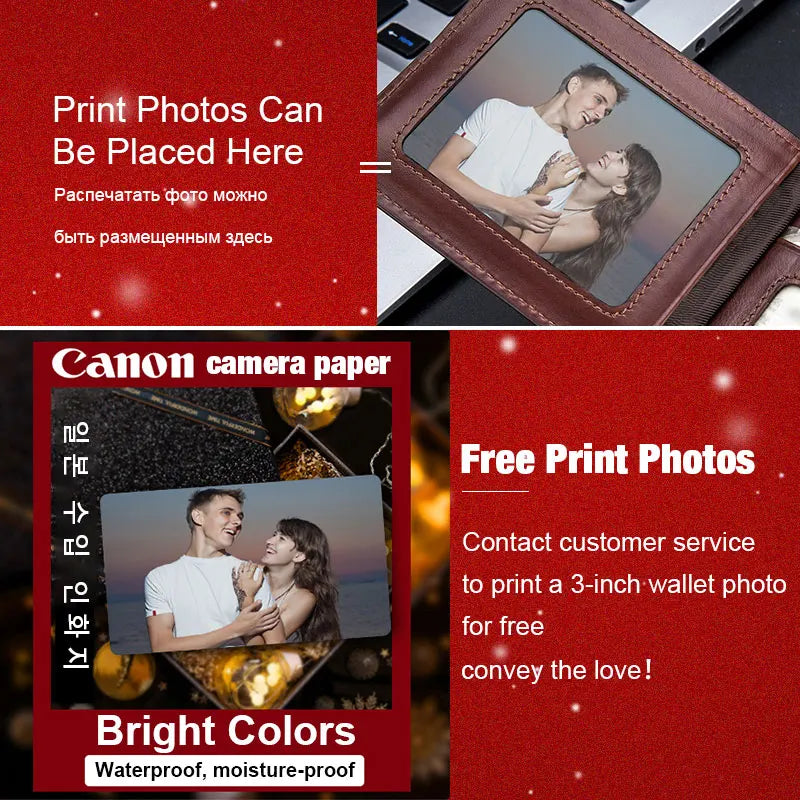 Portefeuille homme cuir véritable compact bifold RFID avec porte-cartes et photo — photo 6