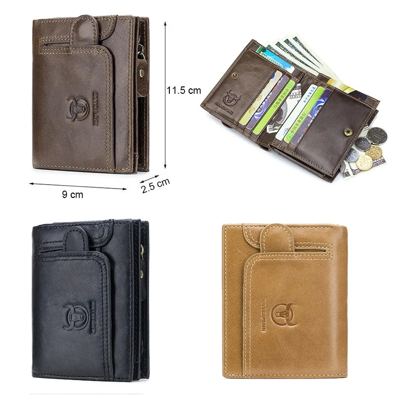 Portefeuille homme cuir véritable compact multifonction RFID avec rabat et zip — photo 6